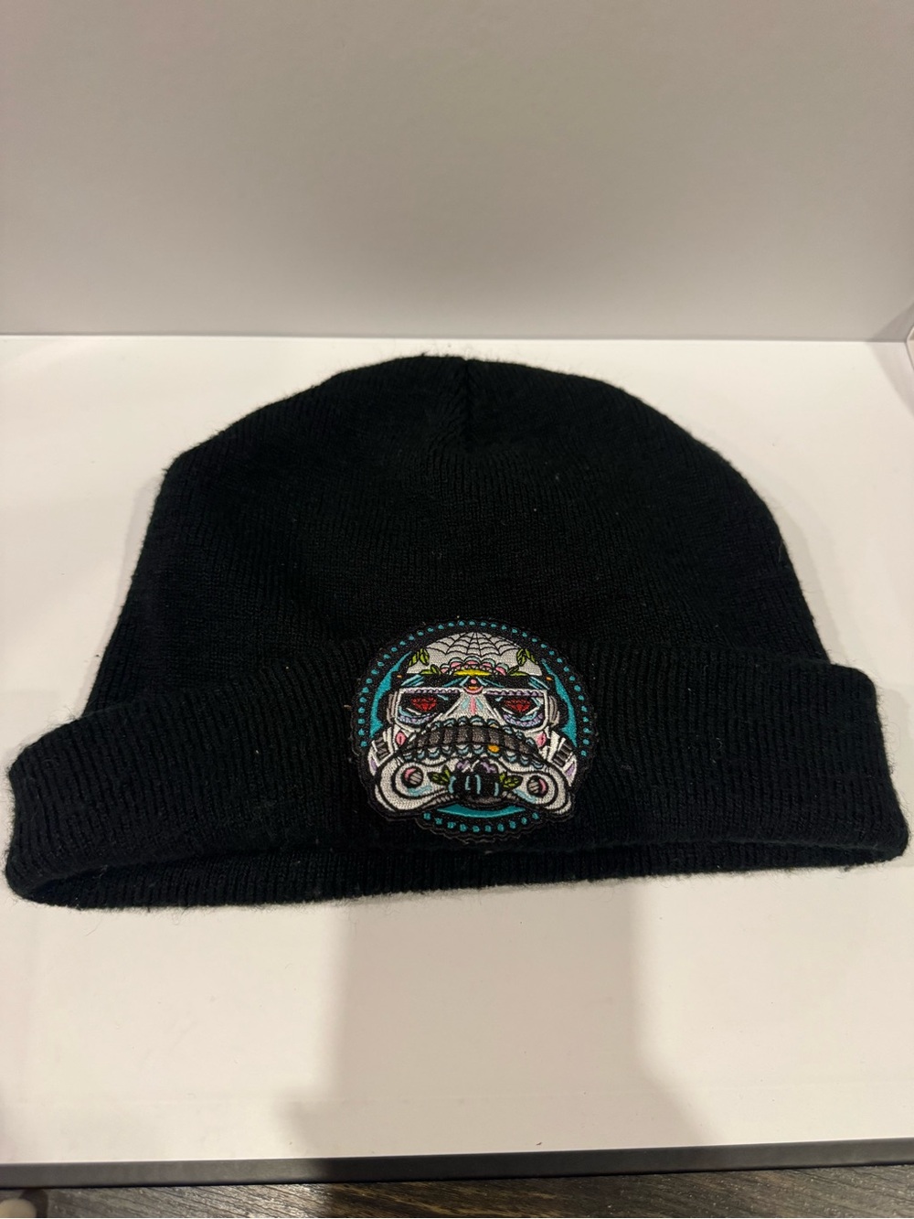 Black Beanie with Colorful Stormtrooper Embroidered Patch